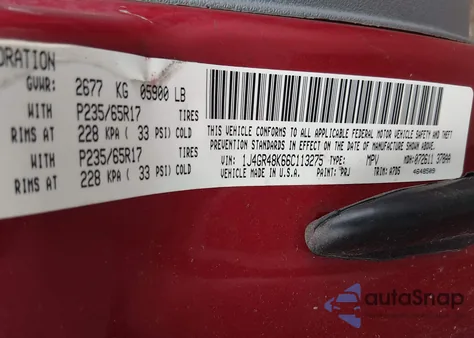 2006 Jeep Grand Cherokee Laredo z USA, uszkodzony, nr VIN 1J4GR48K66C113275